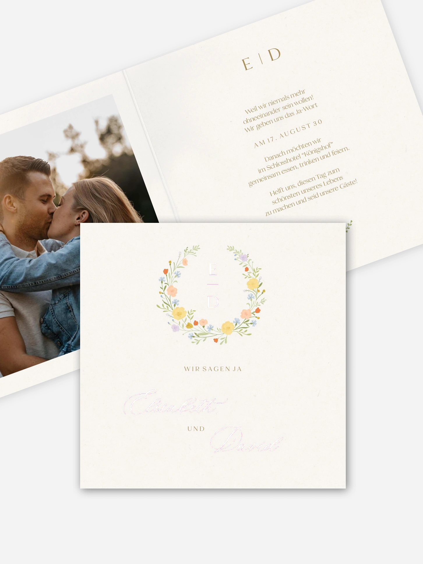 Hochzeitseinladung Floral Monogram
