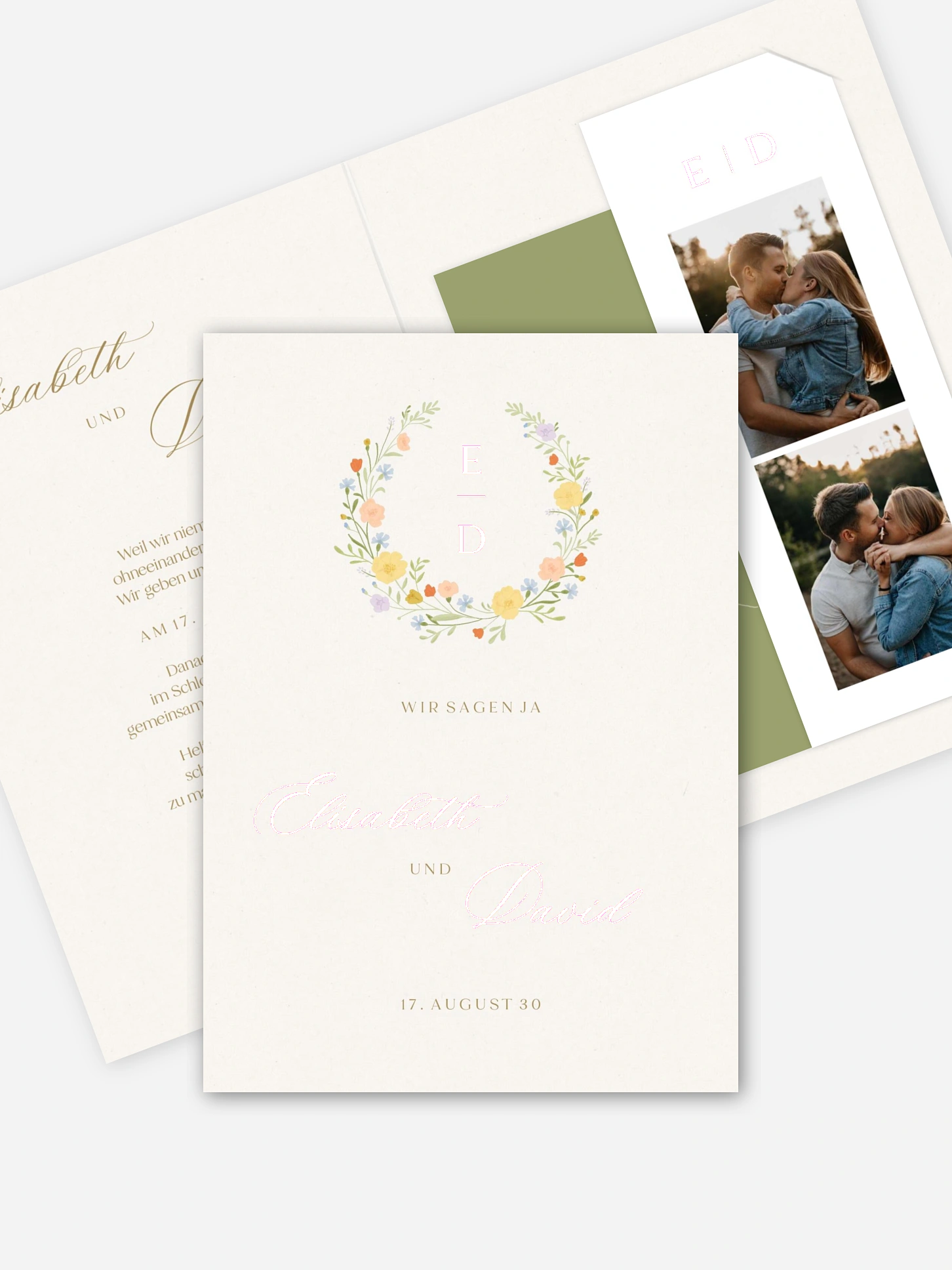 Hochzeitseinladung Floral Monogram