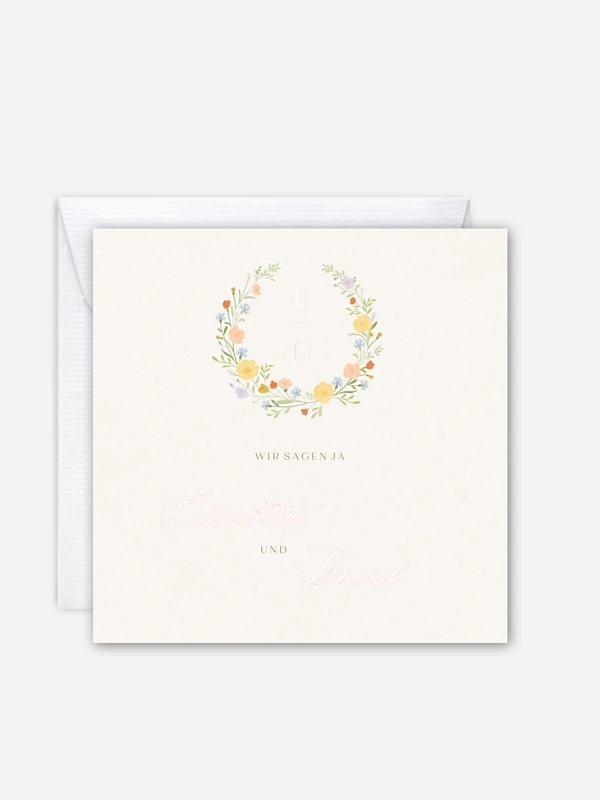 Hochzeitseinladung Floral Monogram
