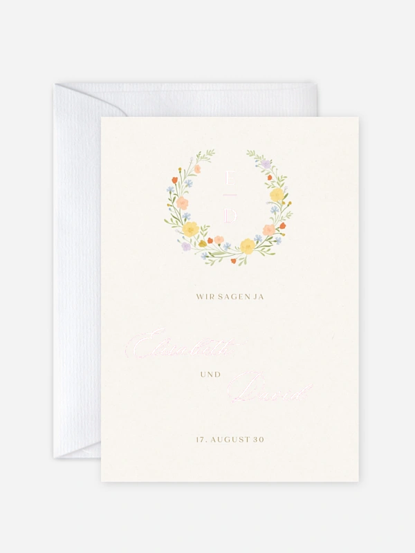 Hochzeitseinladung Floral Monogram