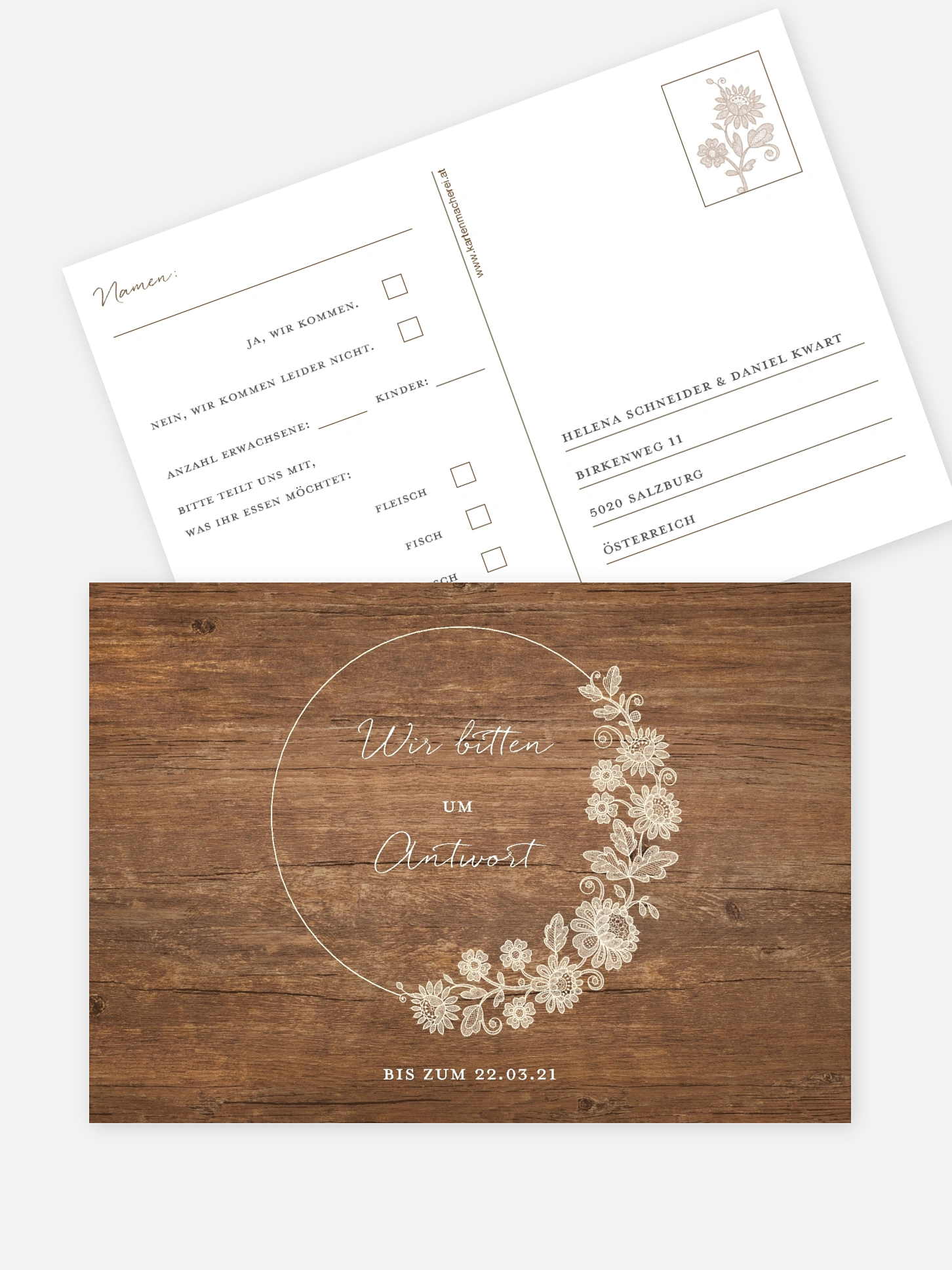 Antwortkarte Hochzeit Lace Loop