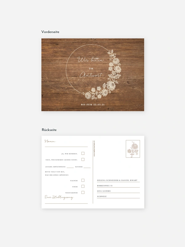Antwortkarte Hochzeit Lace Loop
