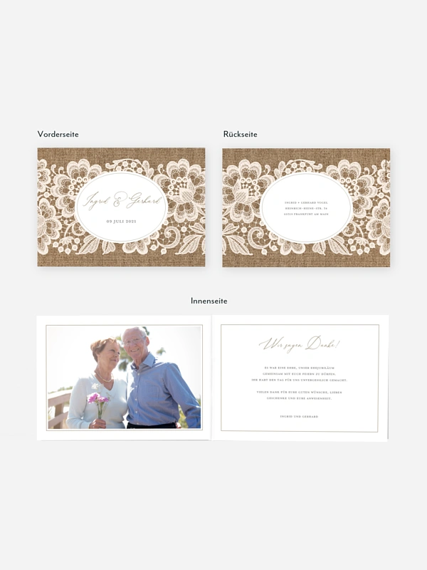 Danksagung zur Goldenen Hochzeit Vintage Dreams