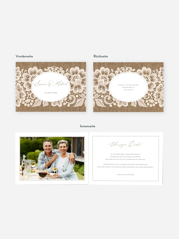 Danksagung zur Silberhochzeit Vintage Dreams