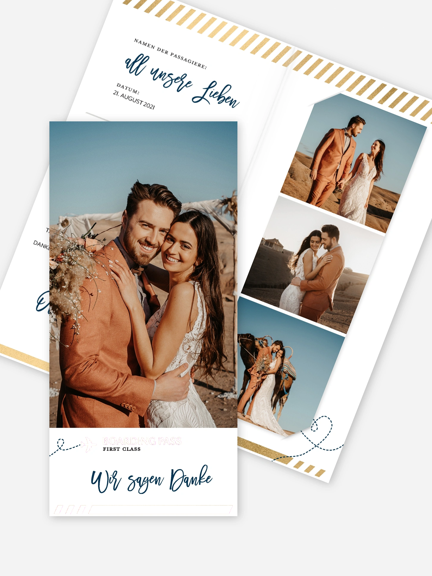 Dankeskarte Hochzeit Boarding Pass