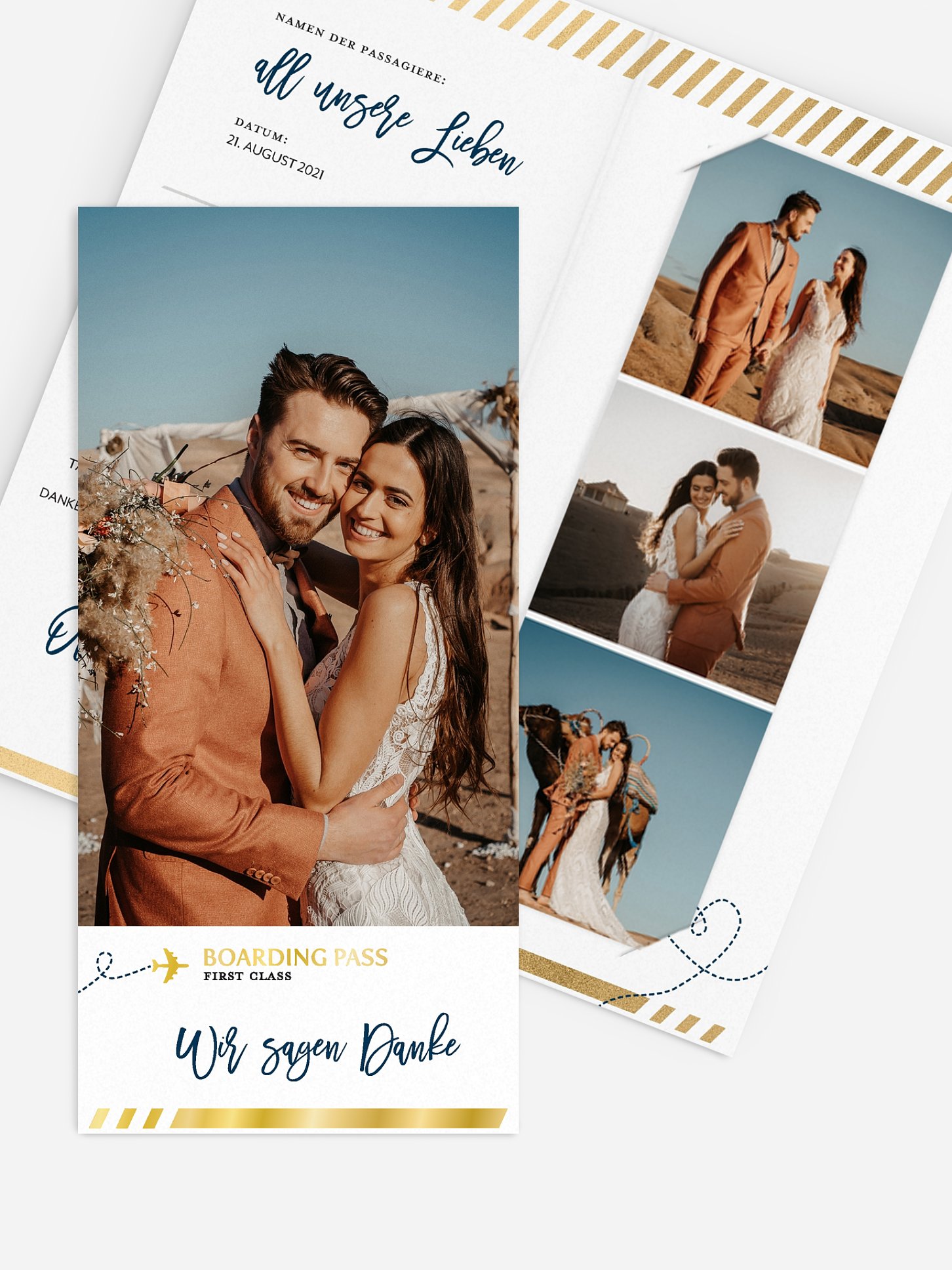 Dankeskarte Hochzeit Boarding Pass