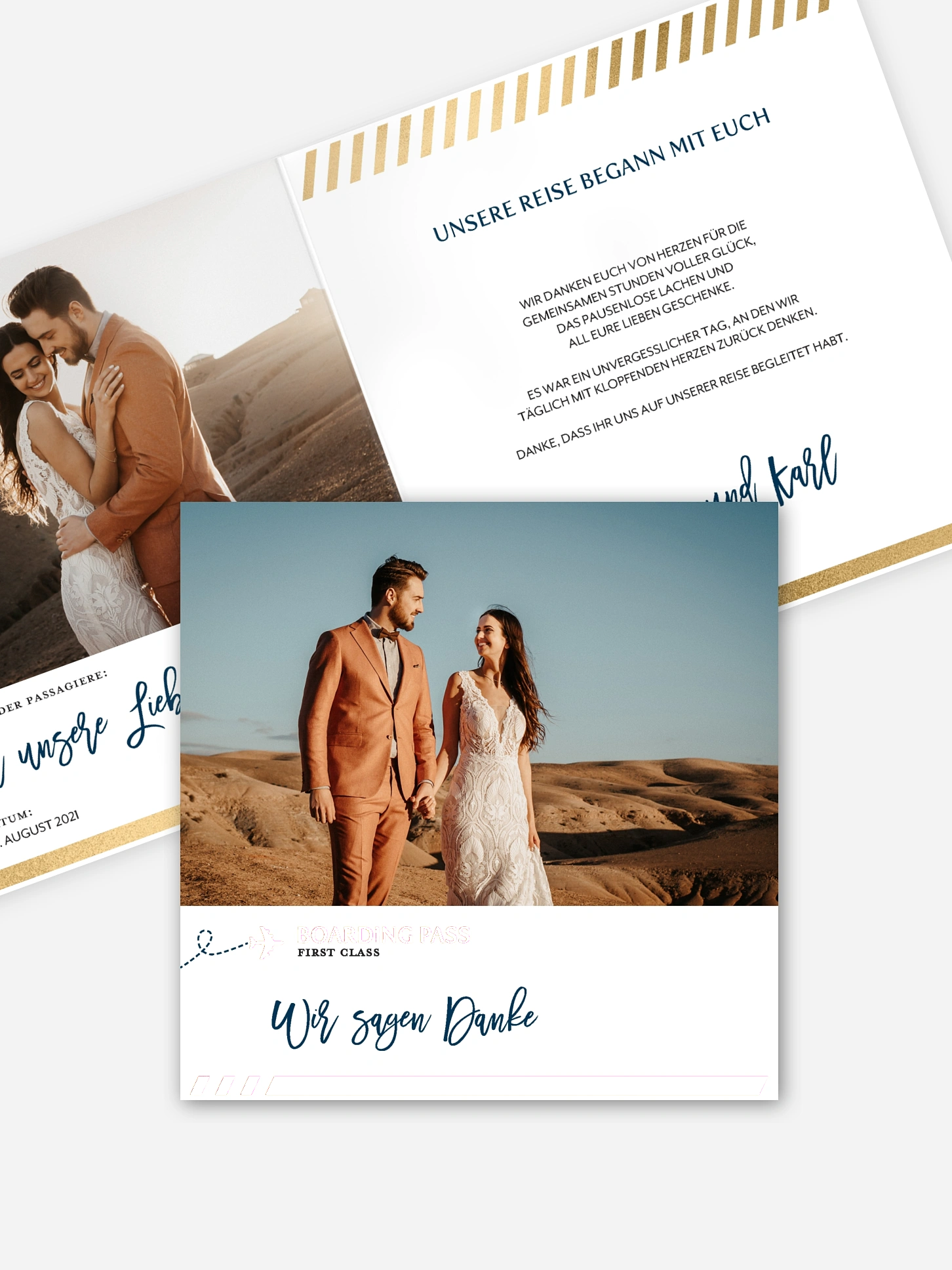 Dankeskarte Hochzeit Boarding Pass