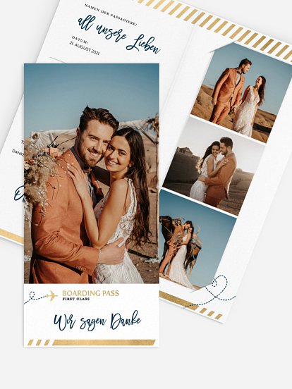 Dankeskarte Hochzeit Boarding Pass