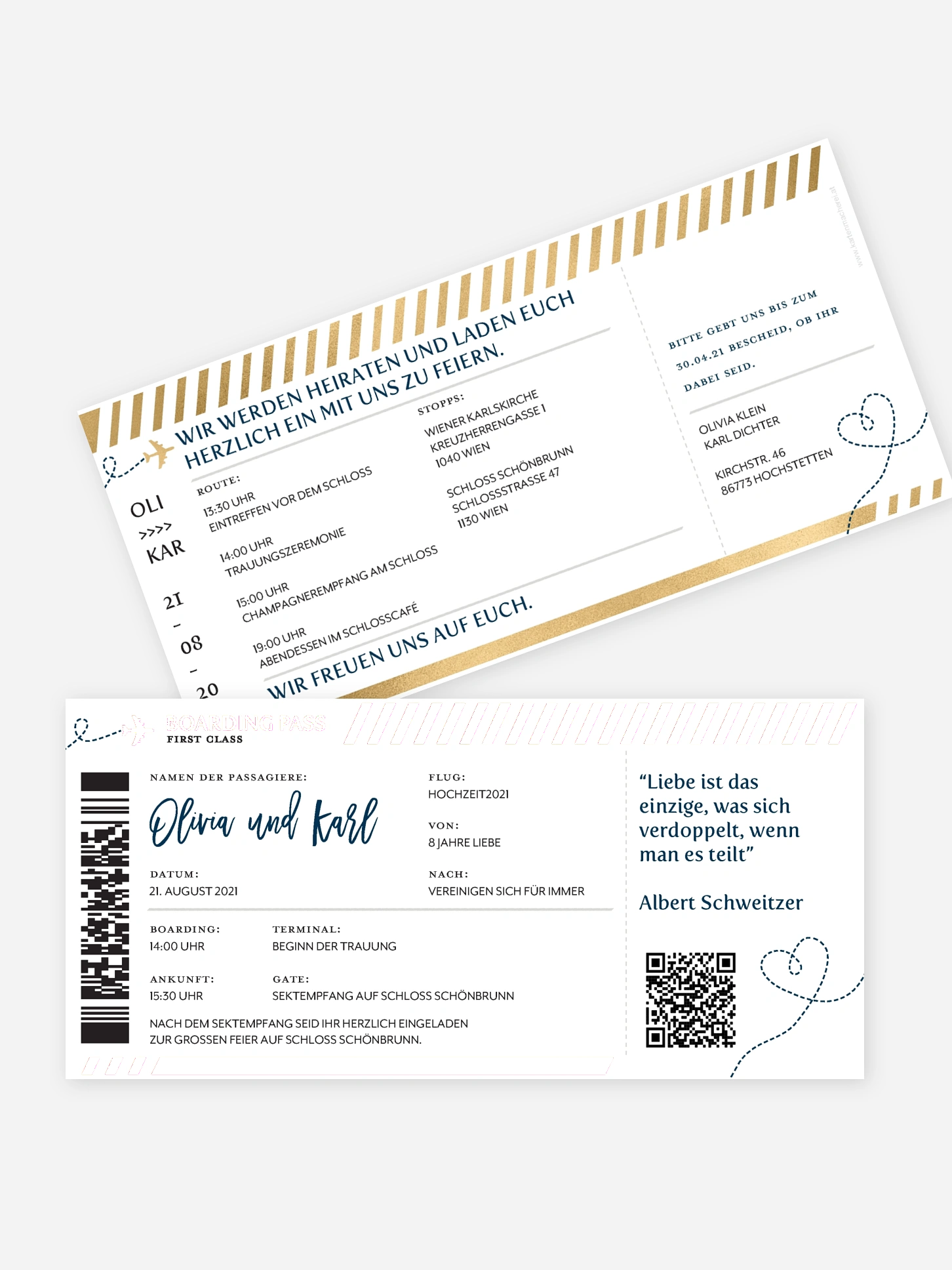 Hochzeitseinladung Boarding Pass
