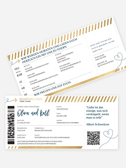 Hochzeitseinladung Boarding Pass