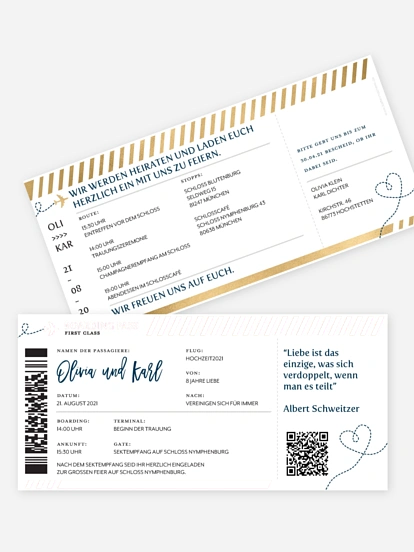 Hochzeitseinladung Boarding Pass