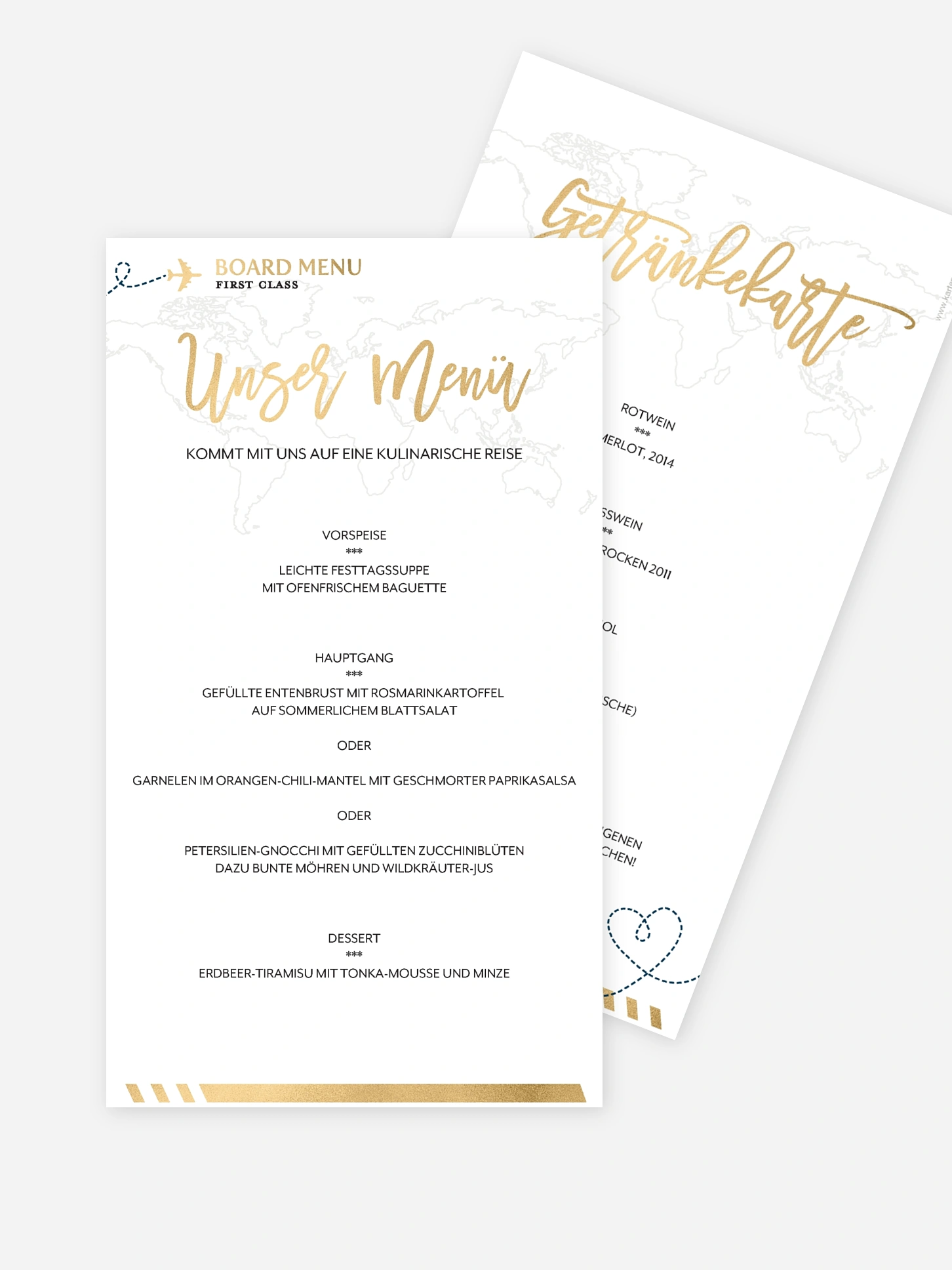 Menükarte Hochzeit Boarding Pass