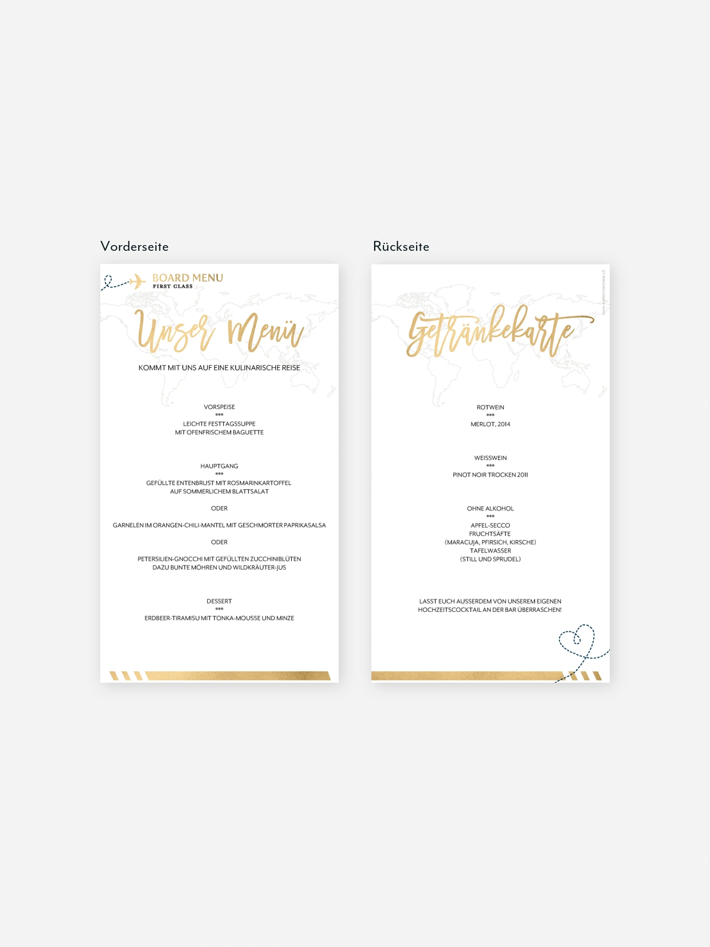Menükarte Hochzeit Boarding Pass