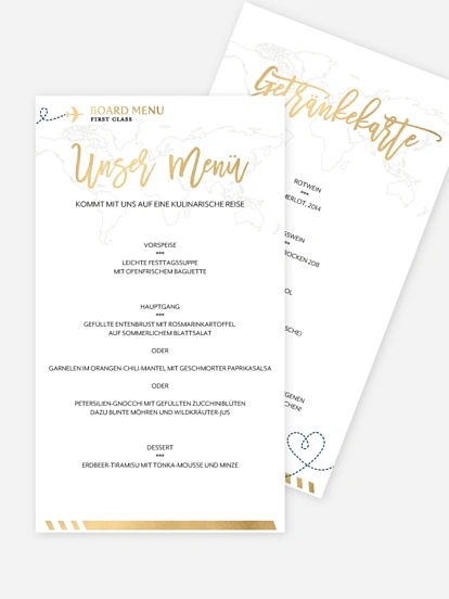 Menükarte Hochzeit Boarding Pass