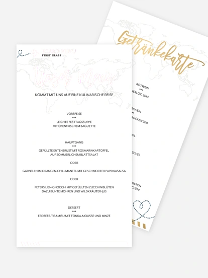 Menükarte Hochzeit Boarding Pass