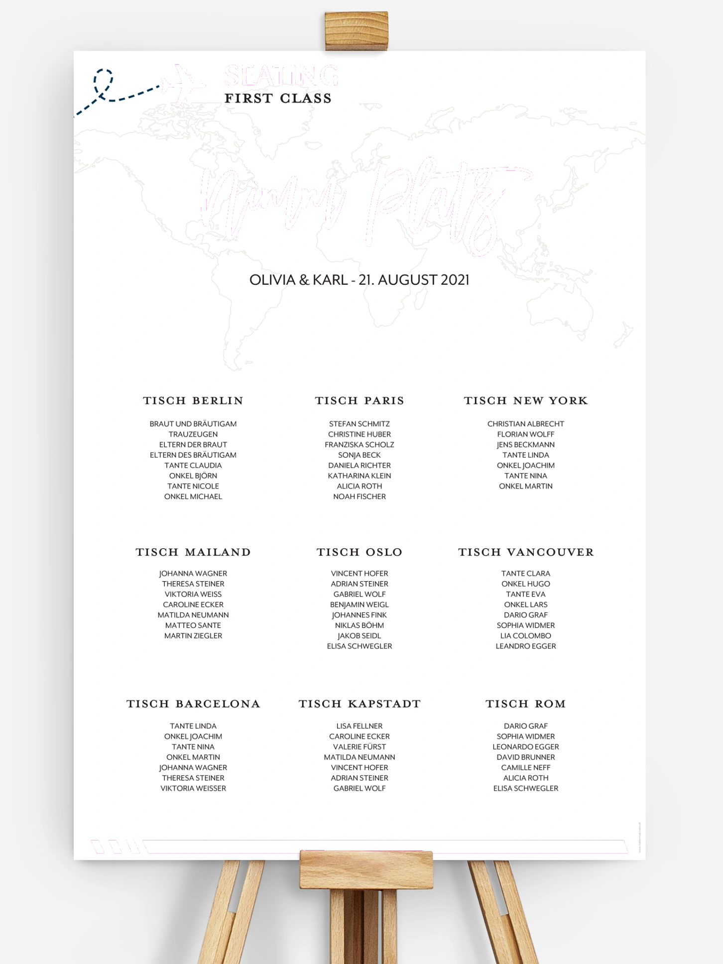 Sitzplan Plakat Boarding Pass
