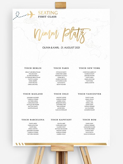 Sitzplan Plakat Boarding Pass