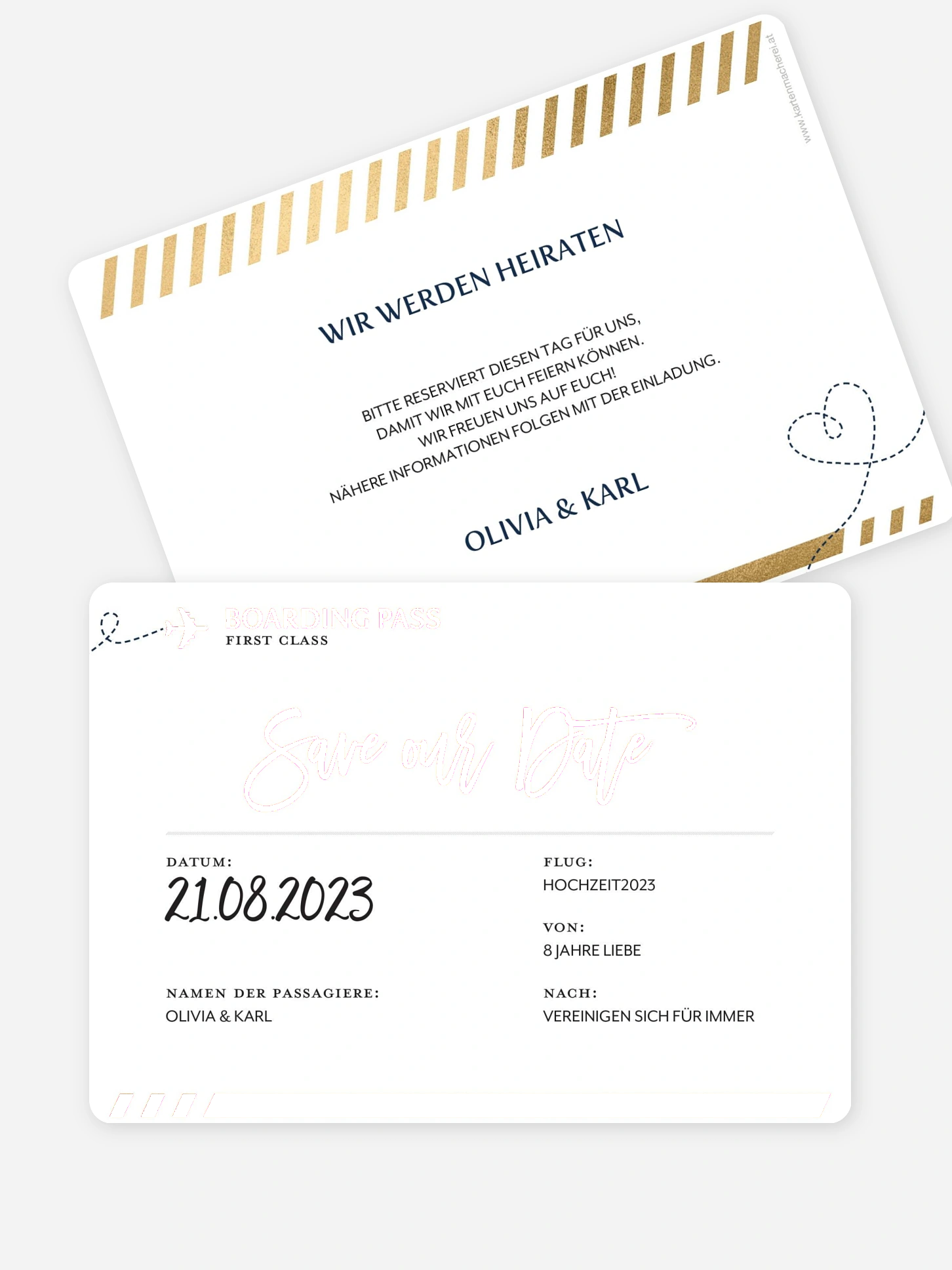 Save-the-Date Karte Boarding Pass