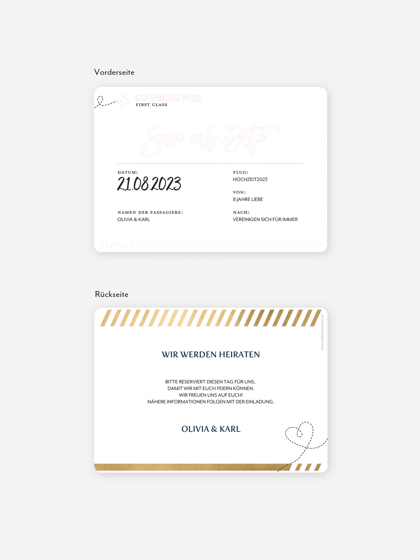 Save-the-Date Karte Boarding Pass