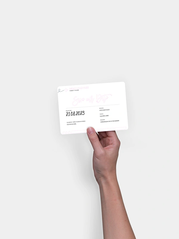 Save-the-Date Karte Boarding Pass