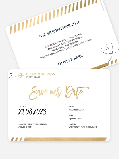 Save-the-Date Karte Boarding Pass