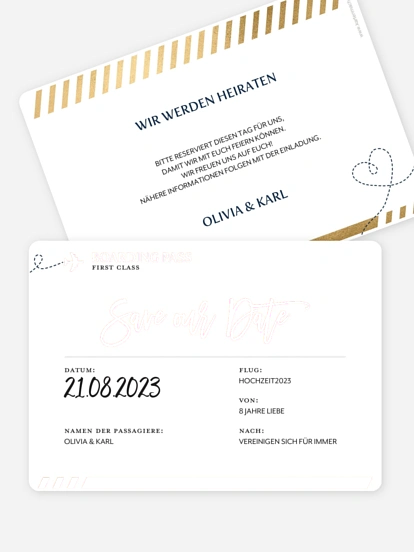 Save-the-Date Karte Boarding Pass
