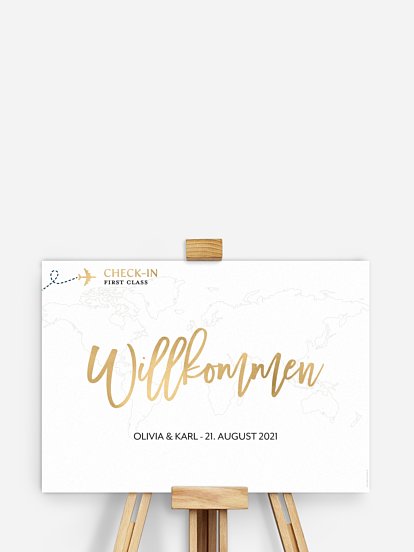 Willkommensschild Boarding Pass