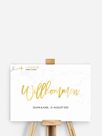 Willkommensschild Boarding Pass