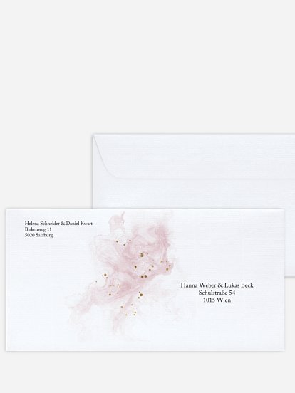 Bedruckter Briefumschlag Hochzeit Rose Marble
