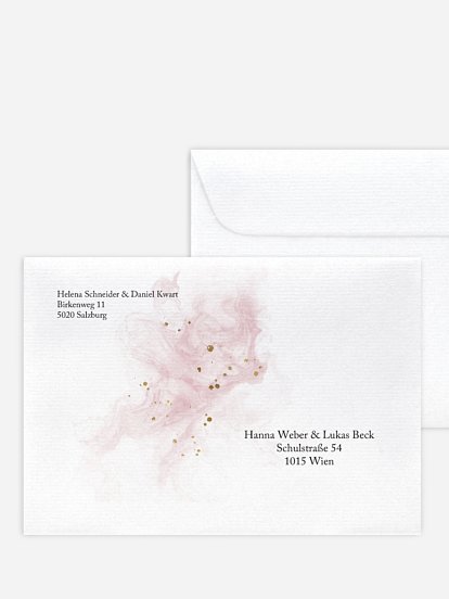 Bedruckter Briefumschlag Hochzeit Rose Marble
