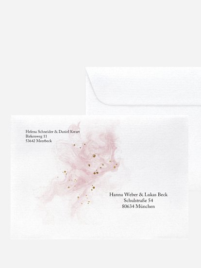 Bedruckter Briefumschlag Hochzeit Rose Marble