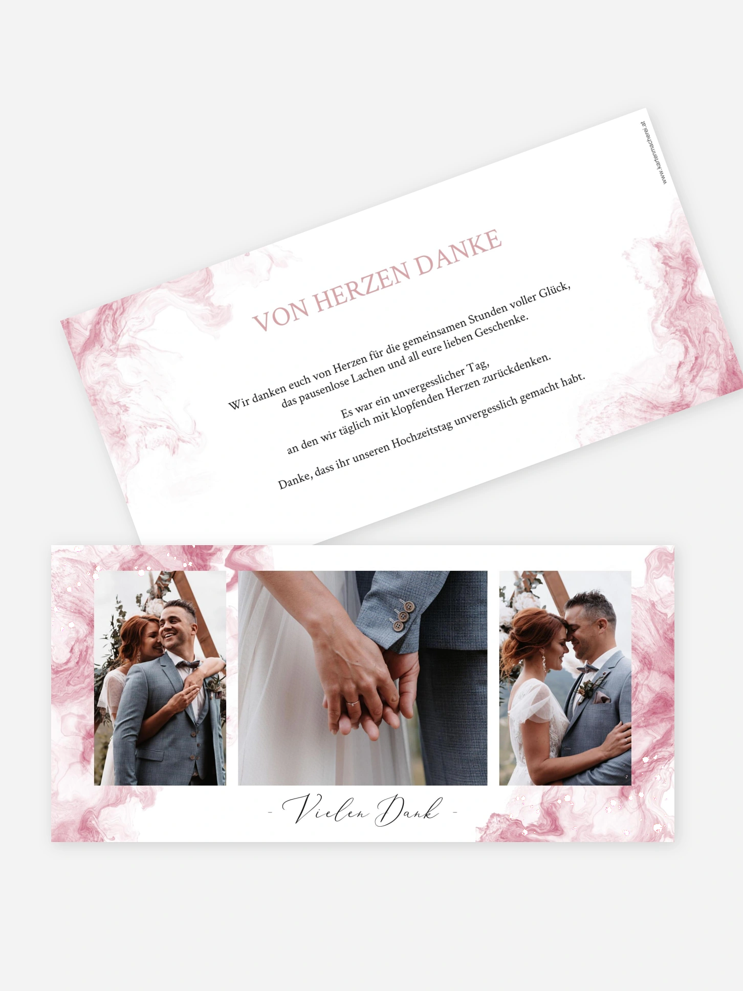 Dankeskarte Hochzeit Rose Marble