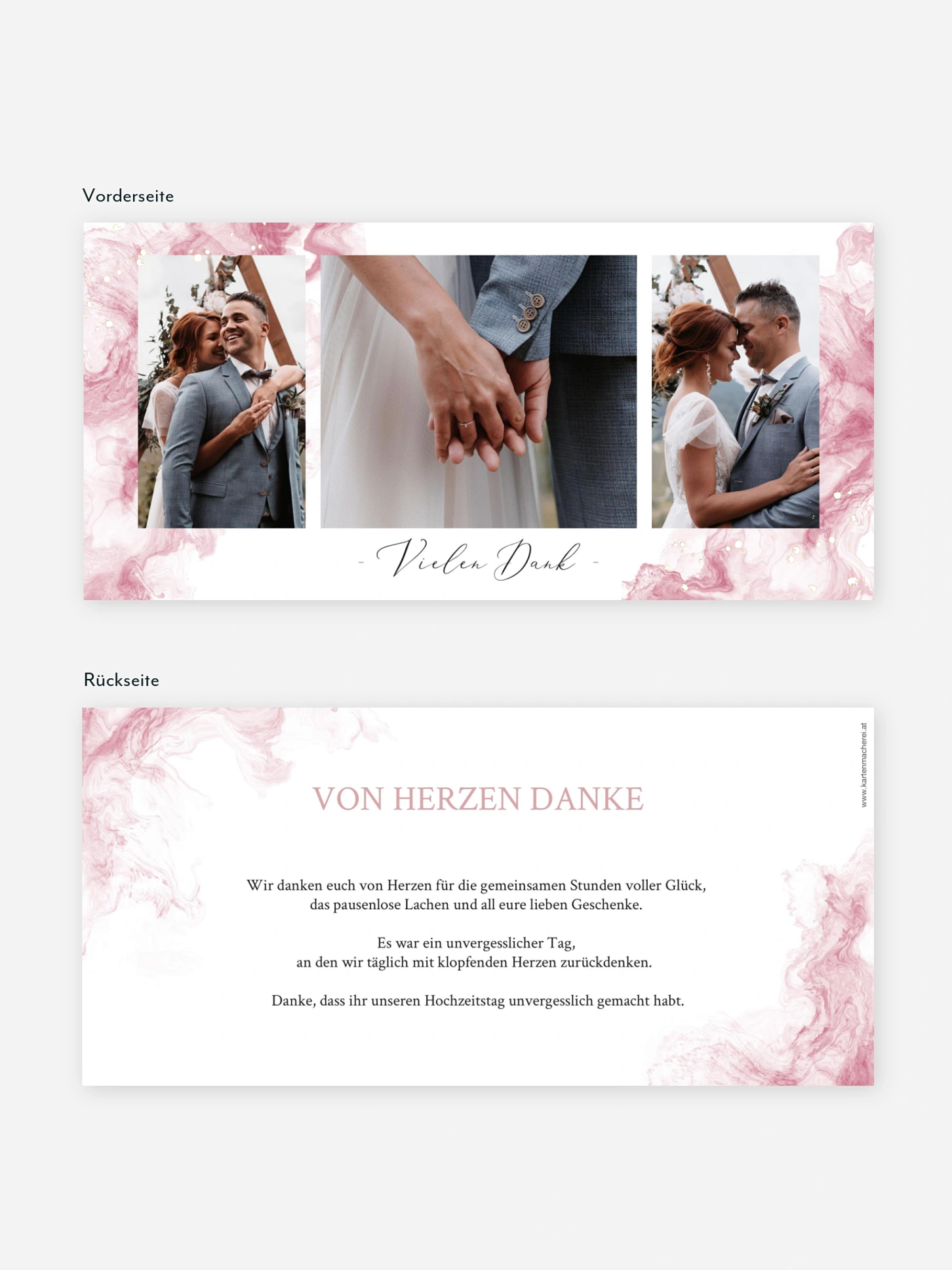 Dankeskarte Hochzeit Rose Marble
