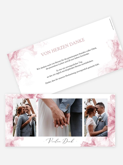 Dankeskarte Hochzeit Rose Marble