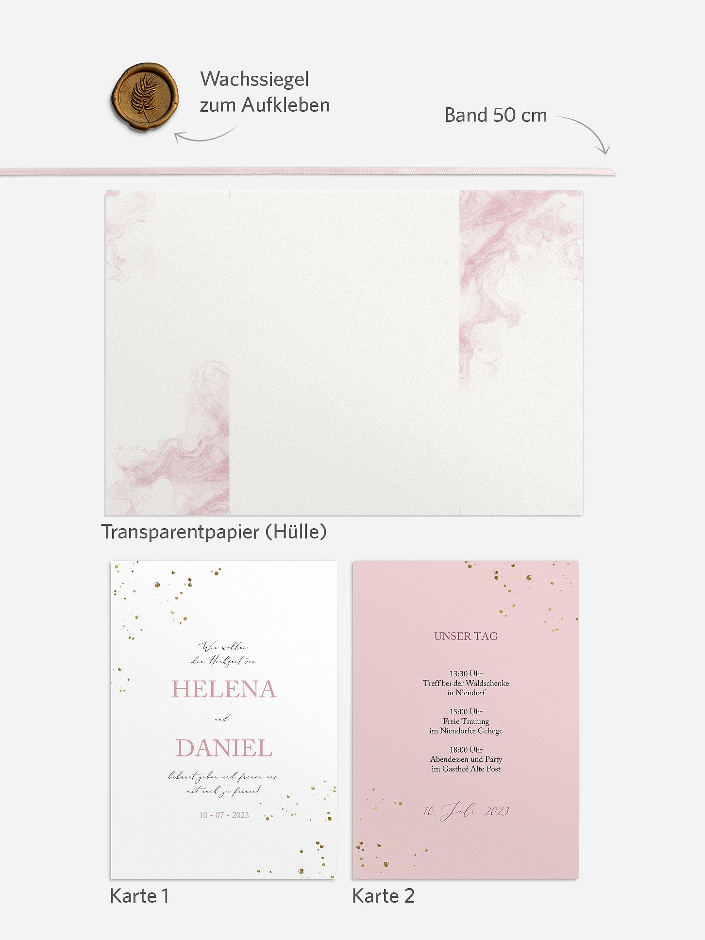 Hochzeitseinladung Rose Marble