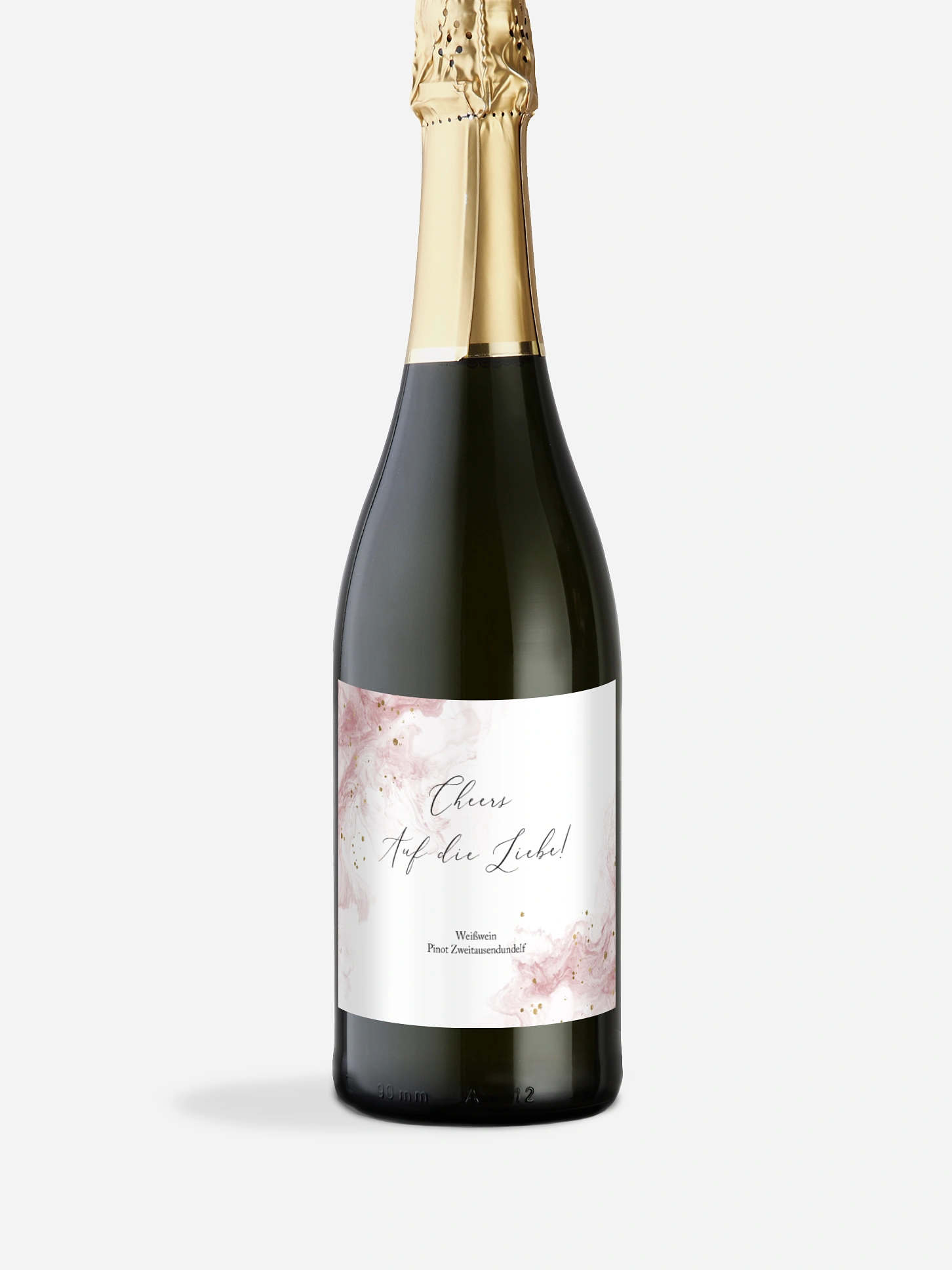 Flaschenetikett Hochzeit Rose Marble