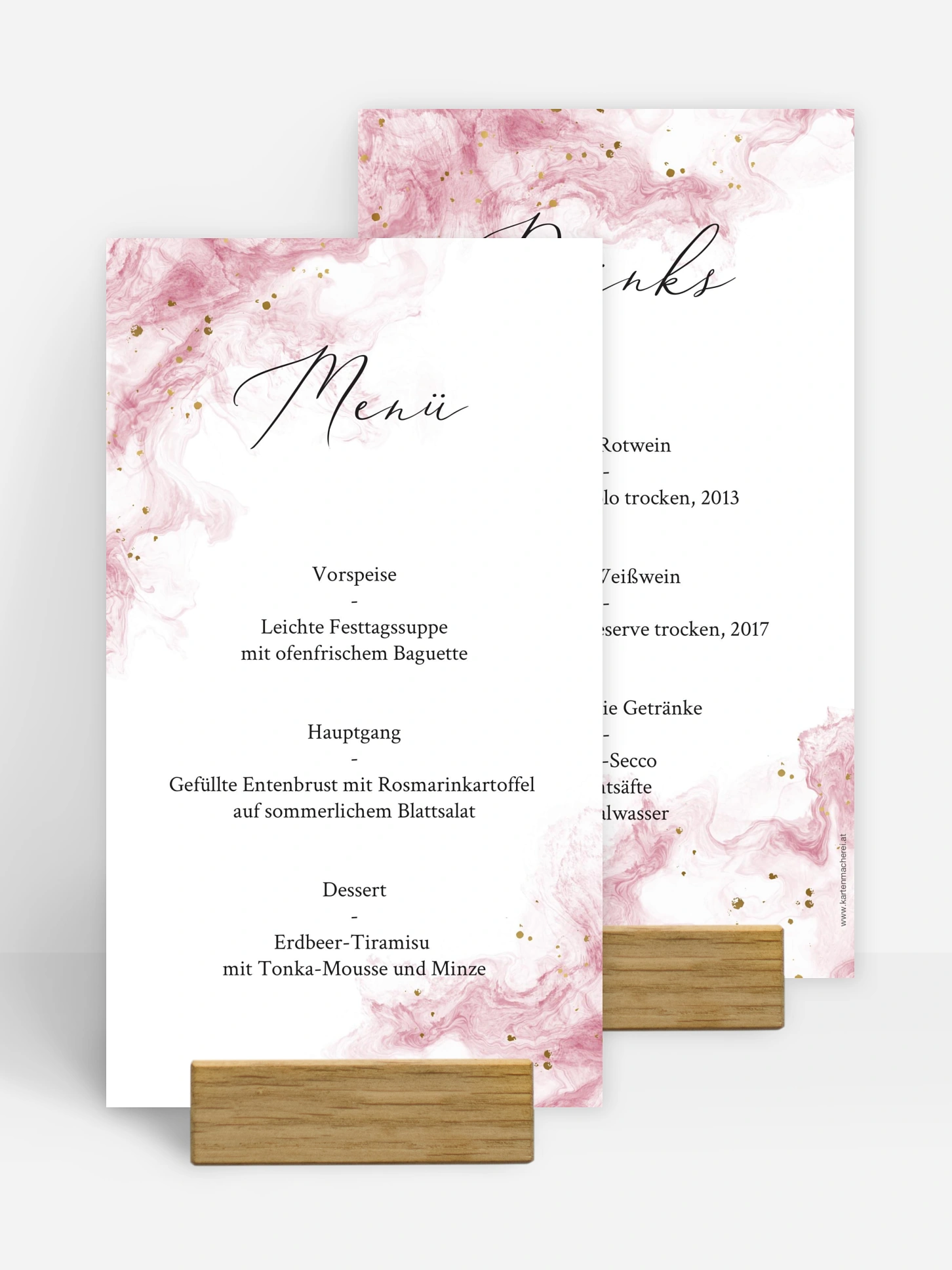 Menükarte Hochzeit Rose Marble