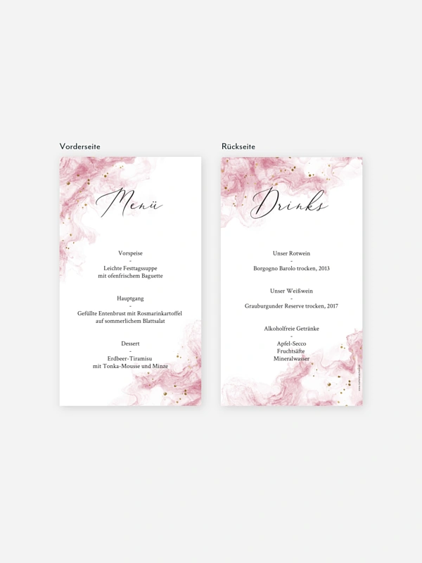 Menükarte Hochzeit Rose Marble
