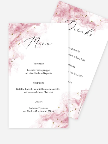 Menükarte Hochzeit Rose Marble