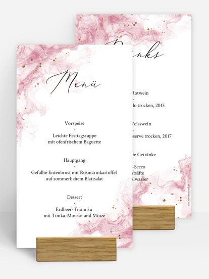 Menükarte Hochzeit Rose Marble
