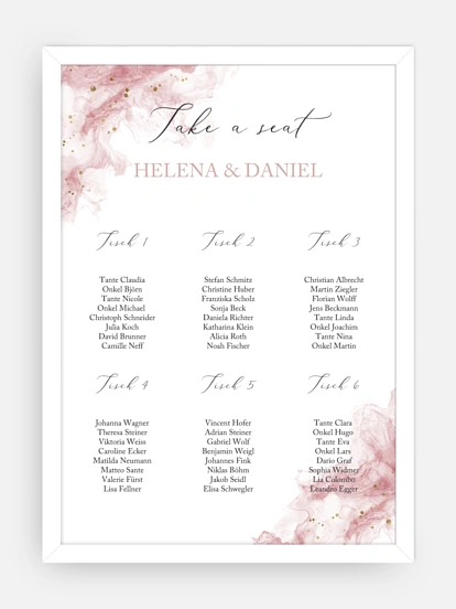 Sitzplan Plakat Rose Marble