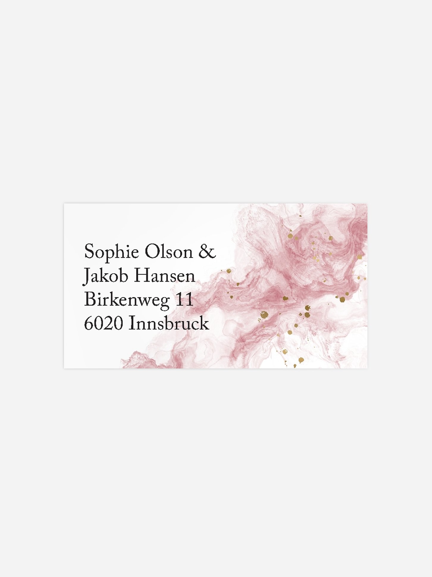 Empfängeraufkleber Hochzeit Rose Marble
