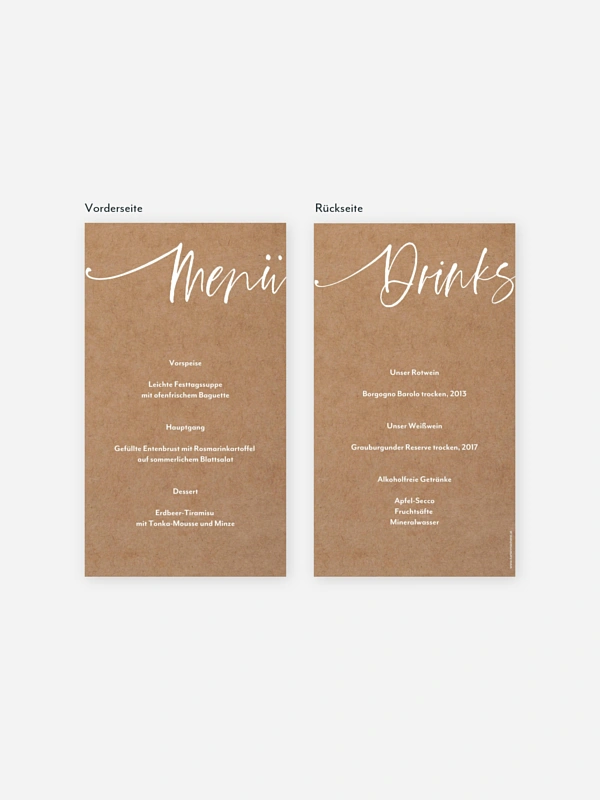 Menükarte Hochzeit Wir Zwei
