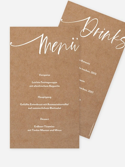 Menükarte Hochzeit Wir Zwei