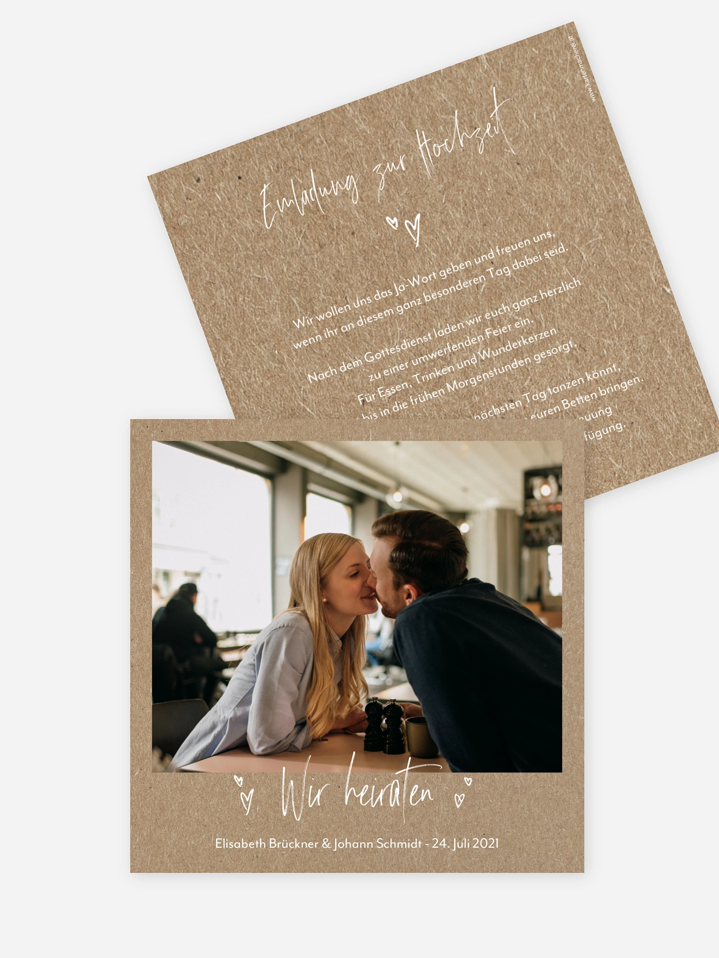 Hochzeitseinladung Lasting Love Kraftpapier