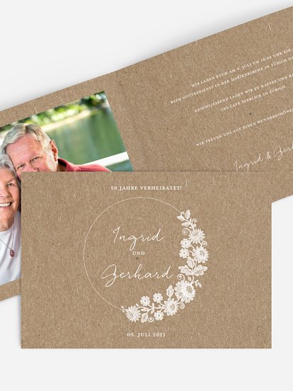 Einladung zur Goldenen Hochzeit Lace Loop Kraftpapier