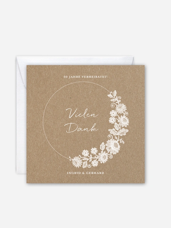 Danksagung zur Goldenen Hochzeit Lace Loop Kraftpapier