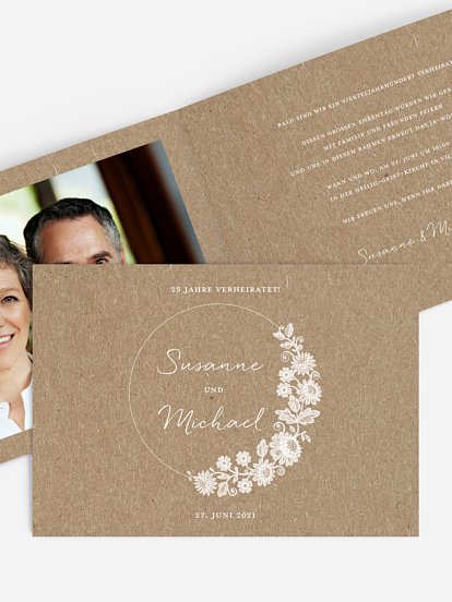 Einladung zur Silberhochzeit Lace Loop Kraftpapier