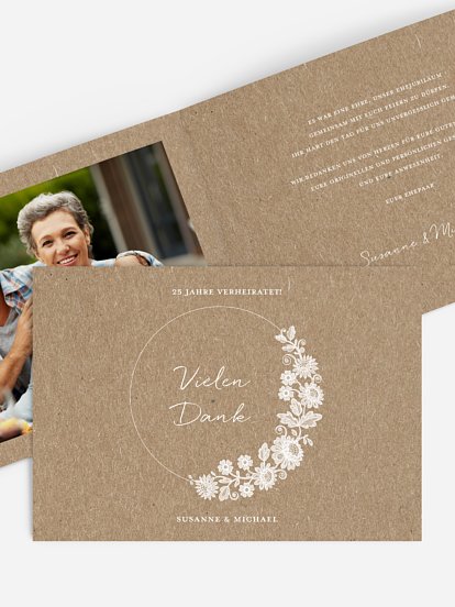 Danksagung zur Silberhochzeit Lace Loop Kraftpapier