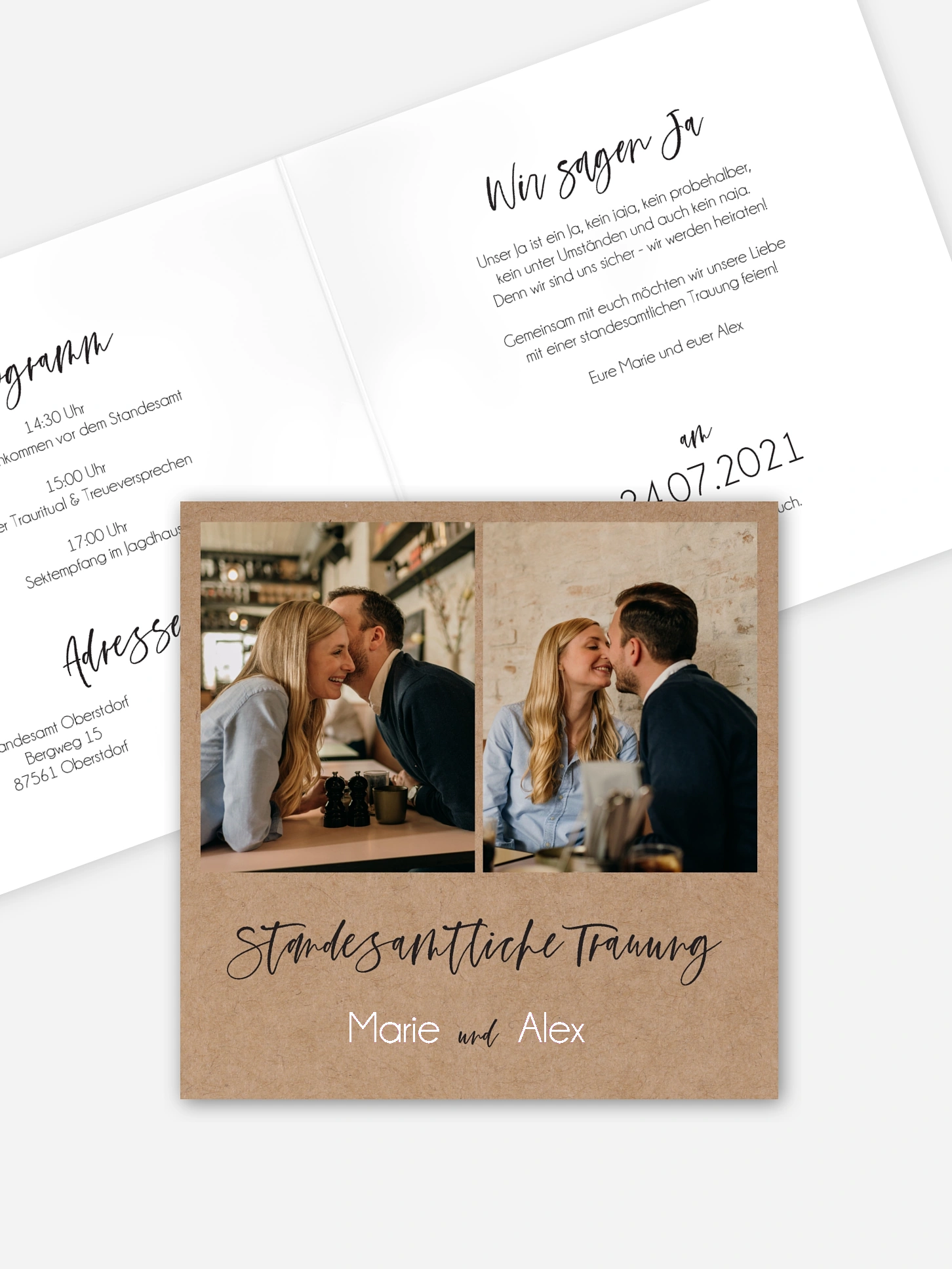 Hochzeitseinladung Standesamt Photo Strip
